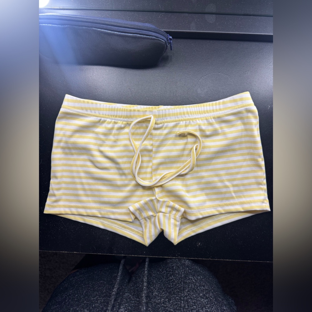 Yellow & White Striped Women’s Shorts
